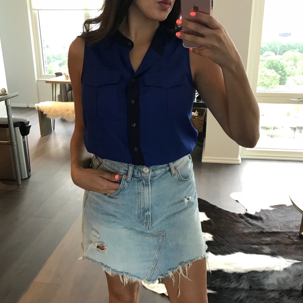 J. Crew factory, blue, sleeveless blouse